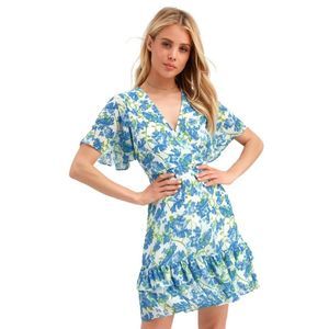 Lulus womens Spring Floral Print Ruffled Mini Dress